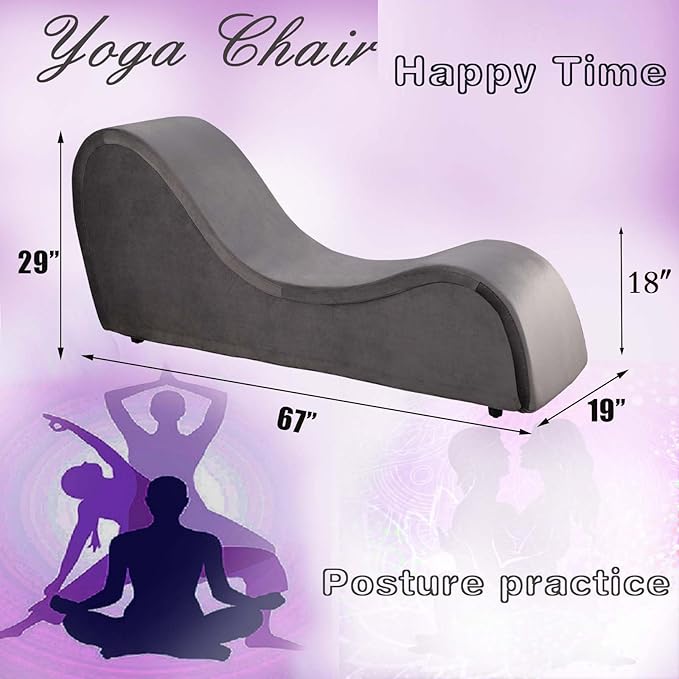 Grey Sofa Couch Chair 67 Large Chaise Lounge Chair with Velvet Removable Cover 500 Lbs Capacity Sturdy Ottoman Bench for Stretching Meditation Relaxation Practice