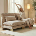 Small Modular Sofa Armless Loveseat Modern 2-Seats Mini Sofa Couch with Pillows Convertible Love Seat with Gold Legs for Small Spaces Living Room Oatmeal Chenille