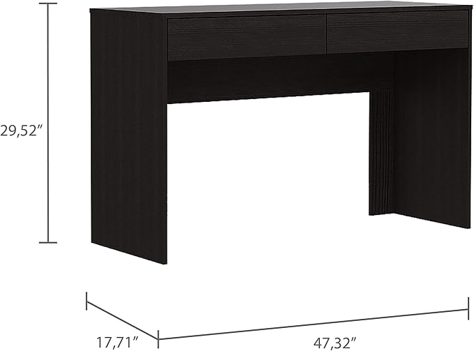 47 inch Computer Desk with 2 Drawers Modern Office Desk Gaming Desk Writing Study Desk Home Office Desks Compact Laptop Notebook Computer Workstation Black