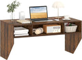 Giantex Wall-Mounted Computer Desk Floating Laptop Desk with 3 Storage Compartments Space-Saving Home Office Workstation Vanity Table for Bedroom Study Living Room (Rustic Brown)