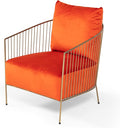 Limari Home Margaux Collection Glam Style Living Room Velvet Fabric Upholstered Accent Chair with Gold Frame &amp Legs Orange