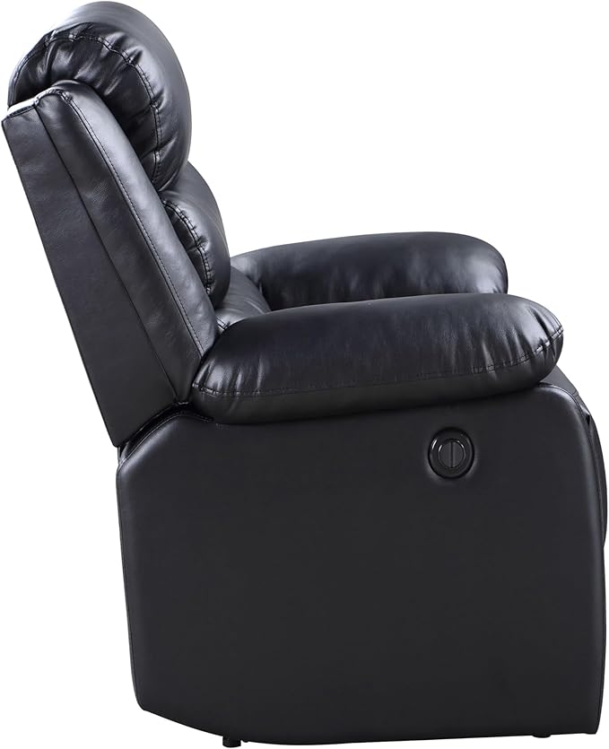 Black Power Recliner with Pillowtop Arms - Modern Living Room Chair