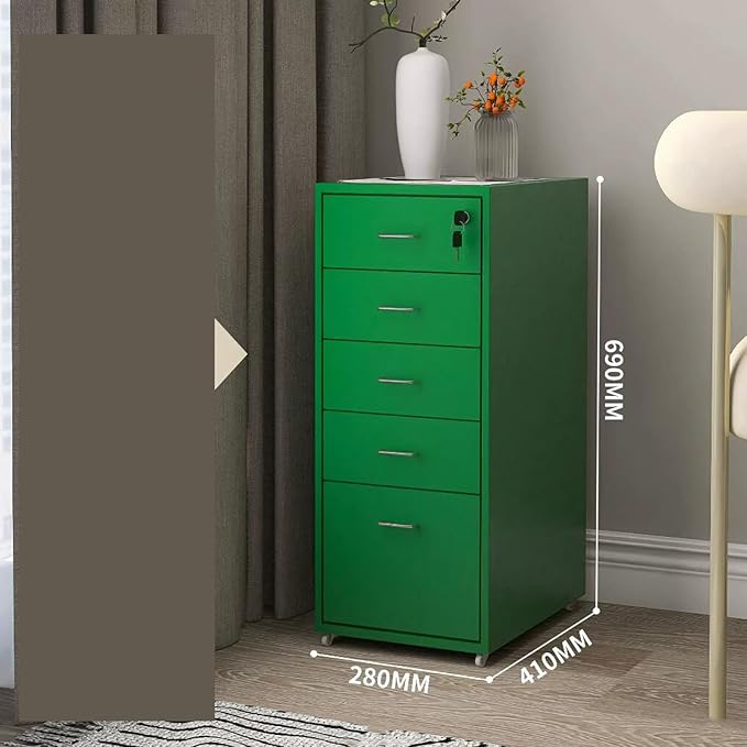 File Cabinet Under Desk Drawer Cabinet Office Locking Storage Cabinet Iron Data File Storage Cabinet (Color : Green)