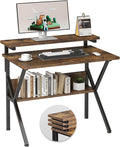 COTUBLR Small Desk 27.5 Inch Small Computer Desk for Small Spaces Computer Desk with Adjustable Monitor Stand Compact Desk with Storage Tiny Desk Study Desk for Bedroom Home Office Rustic Brown