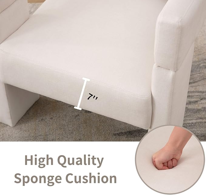 Modern Barrel Accent Chairs Set of 2 Beige Fabric Upholstered Armchairs Comfy Living Room Chairs Side Sitting Chairs for Bedroom Reading