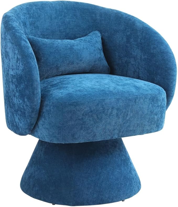 Swivel Accent Chair Swivel Barrel Chair with Pillow 360 Degree Swivel Armchair Round Club Chair for Living Room Bedroom Office Lounge (Teal+Linen)