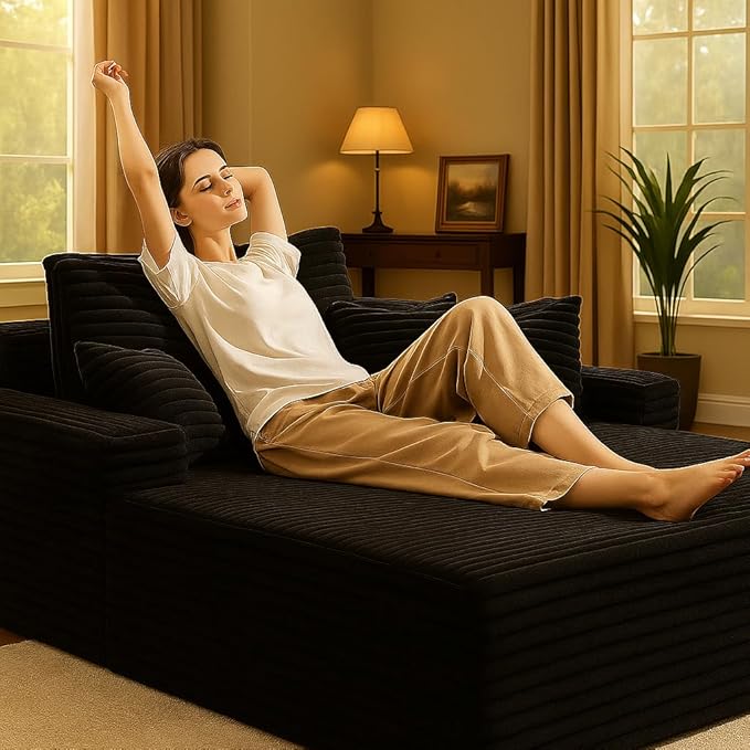 COMHOMA 105”Modular Sectional Sofa with Deep SeatCloud Upholstered L-Shape Couch Wide Arms Corduroy Fabric High-Density Foam Chaise Lounge for Living Room No Assembly Required