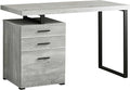 Computer Desk Home Office Desk Laptop Left Right Set-Up Storage Drawers 48 L Work Grey Laminate Black Metal Contemporary Modern