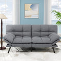MUUEGM Futon Sofa Bed 71 Convertible Linen Memory Foam Couch Bed Modern Backrests Armrests Love Seat for Living RoomApartmentOfficeLight Grey Sleeper Couch