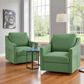 HOMREST Swivel Accent Chair Sets of 2 360° Rotation Linen Fabric Armchair Modern Barrel Chairs with Lumbar Pillow for Reception Living Room Bedroom Home and OfficeGreen