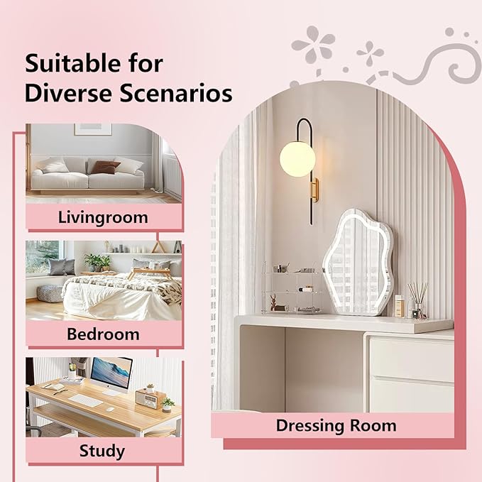 Petal Makeup Vanity Chair with BackUpholstered Makeup Accent Reading Chair No WheelsModern Dining Chair for HomeOfficeBedroomTeddy Plush (White)