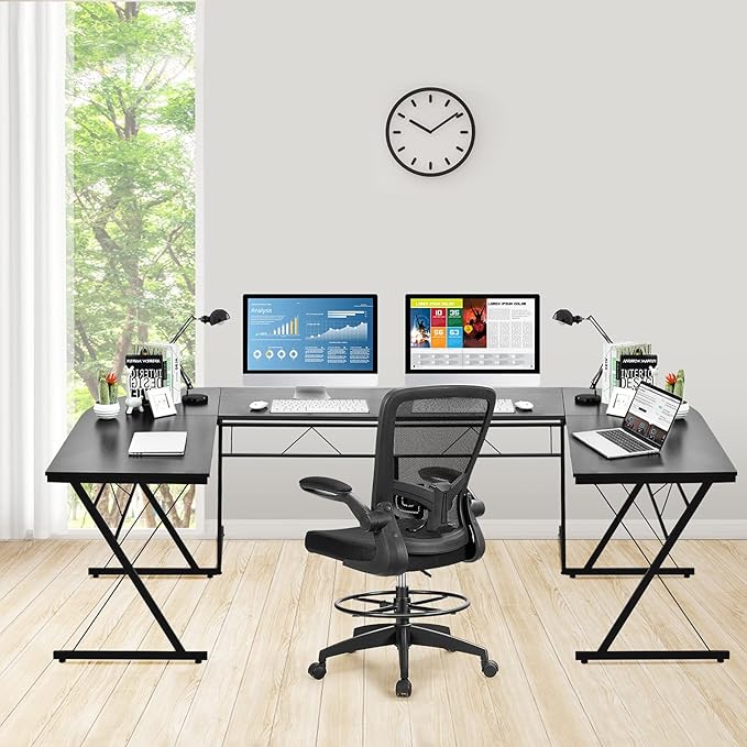 LUARANE L-Shaped Corner Gaming Desk Multifunctional Desk with Detachable Desktop Space-Saving Table for Home Office Workstation Study Easy to Assemble and Clean