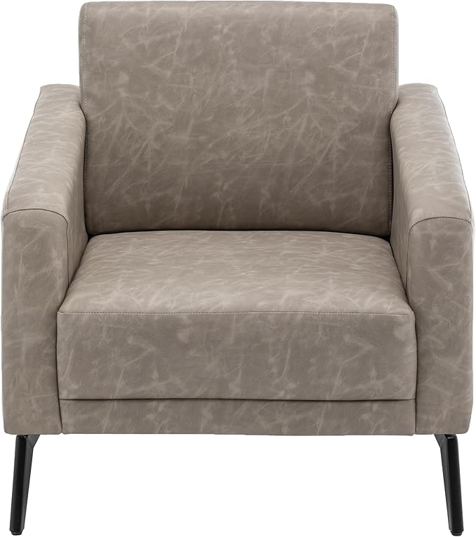 MINCETA Accent ChairsArmchair(Seat Area:19.7 D x 19.7 W)Modern Comfy Reading Chairs for Small Space Living RoomReading RoomPU Leather in Greige