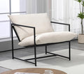Serenity Accent Modern Velvet Arm Chair with Reclined Seat Sleek Design Durable Metal Frame Soft Upholstery and Plush Comfort for Stylish Living Room Beige