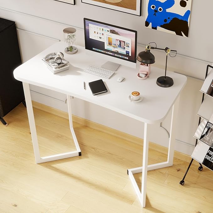 Computer Desk 40 Inch Small Table for OfficeModern Simple Style Writing Study Work Gaming Table for Home Office (White)