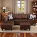 3-Piece L-Shaped Modular Leather Sofa – Convertible Sectional Couch with Movable Chaise &amp Storage Ottoman Multi-Scene Use for Living Room Apartment &amp Office Brown