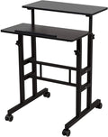SDADI 2 Inches Carpet Wheels Mobile Desk Stand Up Height Adjustable Home Office with Standing and Seating 2 Modes for Room Black