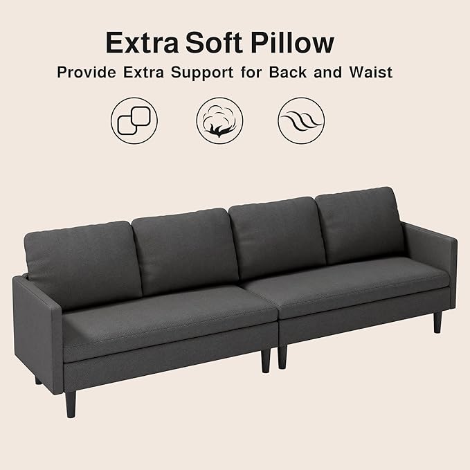 Gizoon Modular Sectional Sofa Convertible L Shaped Couch 4 Seat Modern Sofa Bed with Detachable Modules Terry Cloth Fabric 6 Legs for Living Room Apartment Small Space Dark Grey