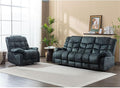 EBELLO Manual Recliner Sofa Set Soft Fabric Reclining Living Room Set Included Single Recliner Chair and 3PC Bonded Manual Recline Sofa Grey Green