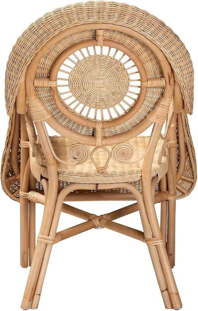 Baxton Studio Putri Modern Bohemian Natural Rattan Arm Chair