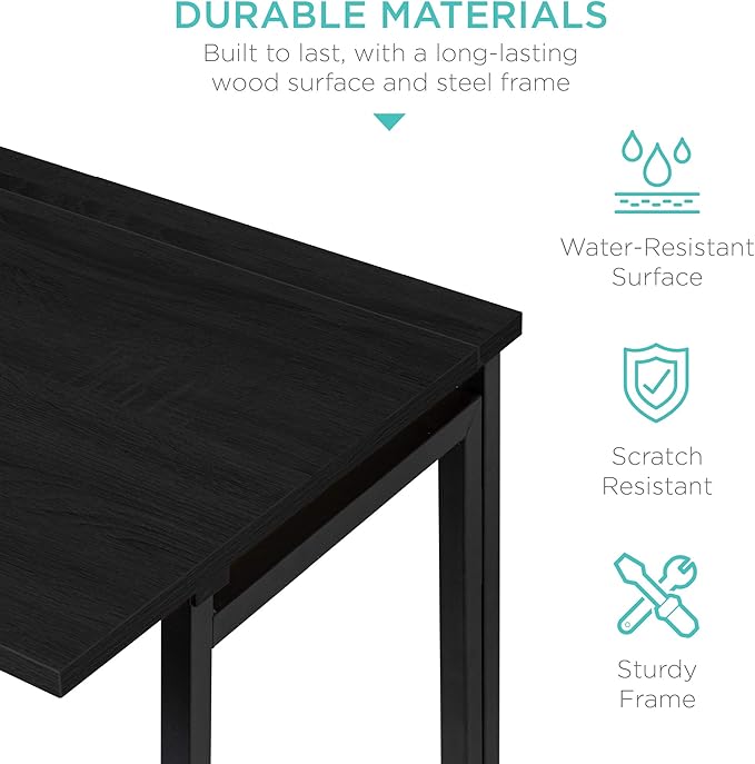 Best Choice Products 31.5in Folding Drop Leaf Desk Table Computer Workstation for Home Office w/Wood Table Top Back Shelf Portable Space Saving - Black/Black