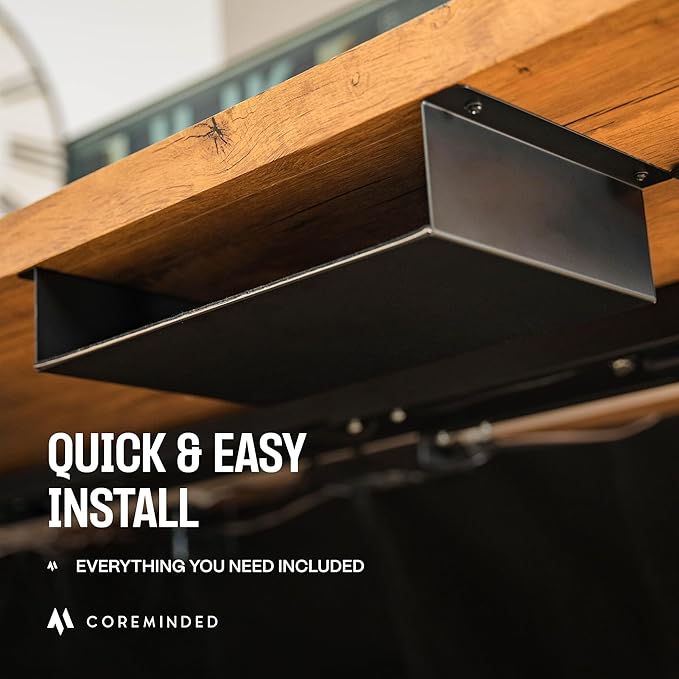 Under Desk Storage Shelf - Carbon Steel Under Desk Tray with Cable Management Mountable Add-On Shelf for Table &amp Office Desks (13 x 8 x 2.8)