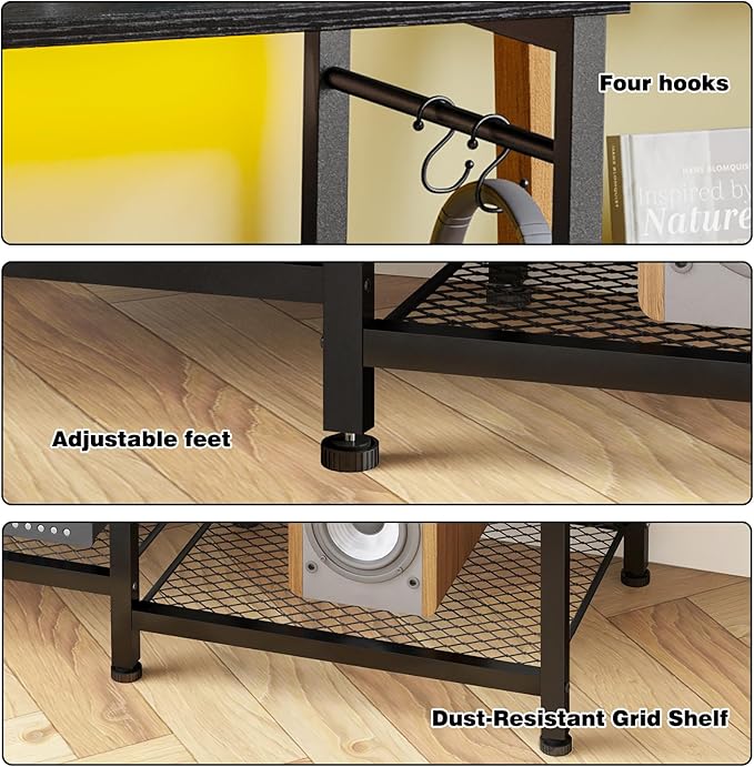 YGEOMER 55 Inch TV Stand for Bedroom Entertainment Center for Living Room Black