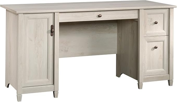 Sauder Edge Water Computer Desk with Storage Drawers Home Office Desk in Chalked Chestnut finish