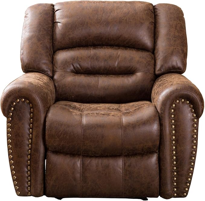 ANJ Electric Power Recliner Set of 2 Breathable Bonded Leather Reclining Chair Classic Home Theater Recliners Seating W/USB Port Electric Recliner Chairs for Living Room (Nut Brown)