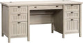 Sauder Costa Office Desk with Drawers Executive Desk with File Drawer Storage in Chalked Chestnut