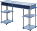 Convenience Concepts Designs2Go No Tools Desk Home Office Desk with Shelves Corner Shelf Vanity Desk Computer Desk Nail Table for Nail Tech - 47.25 L x 15.75 W x 30 H Blue