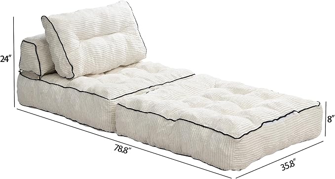 Ball &amp Cast Folding Sofa BedConvertible Sleeper Chair with Pillow &amp Back SupportFoldable Mattress with Back SupportPortable Futon Sofa Bed for Living Room BedroomBeige