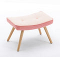 Wooden Step OttomanWooden Step Stool for AdultsSquare Cushion Foot StoolSmall Stool with Non-Slip PadWood Stool Suitable for Bedroom Living Room and Kitchen (Pink)