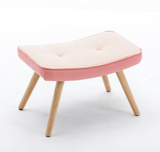 Generic Wooden Step OttomanWooden Step Stool for AdultsSquare Cushion Foot StoolSmall Stool with Non Slip PadWood Stool Suitable for Bedroom Living Room and KitchenPink