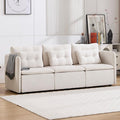 DUOMAY Modern Chenille Convertible Sectional Sofa 82.5 Wide Modular Couch with Deep Seat Upholstered U-Shaped Lounge Sofa 3 Seater for Living Room Bedroom Beige