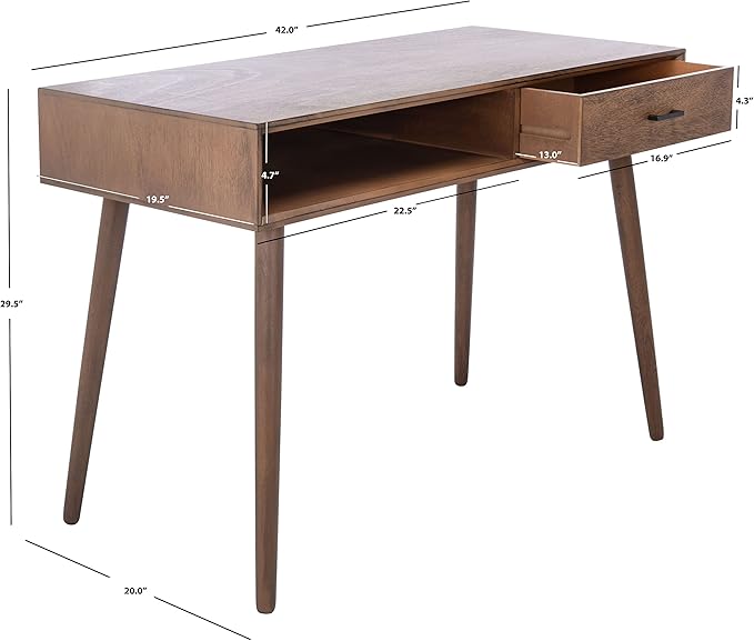 Safavieh Home Collection Remy Brown 1-Drawer Office Living Room Bedroom Study Foyer Writing Desk