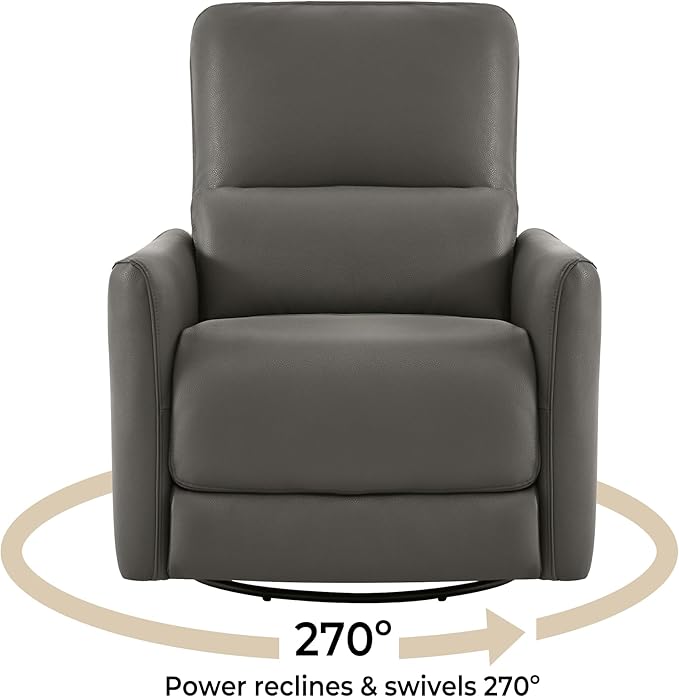CHITA Power Recliner Chair Swivel Glider FSC Certified Upholstered Faux Leather Living Room Nursery Reclining Sofa Chair with Lumbar Support Charcoal