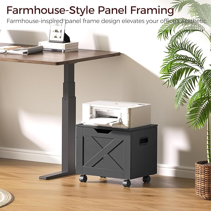 Rolling Filing Cabinet Small File Cabinet Under Desk with Single Drawer Hanging File Organizer for A4/Letter-Size Documents Organizer Box for Home Office Black FCBK4001