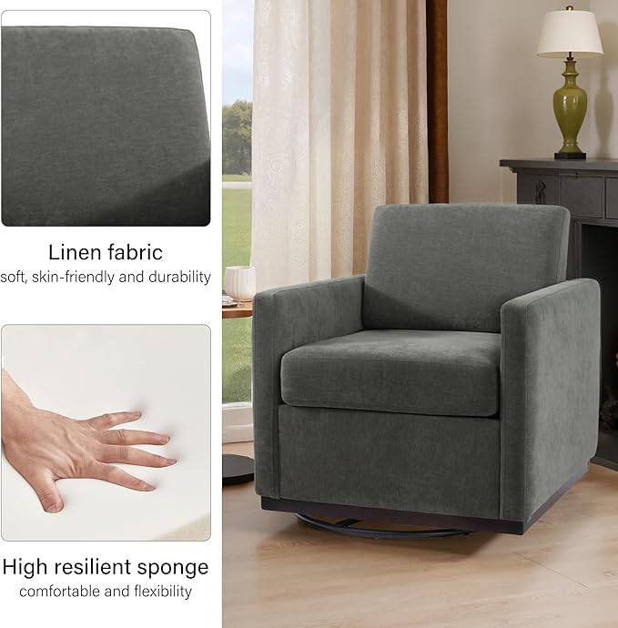 Swivel Barrel Accent Chair Mid Century Modern Arm Chair for Living Room Bedroom Comfy Club Reading Lounge Sofa Corner Chairs for Adults (Chenille Dark Grey Set of 2)