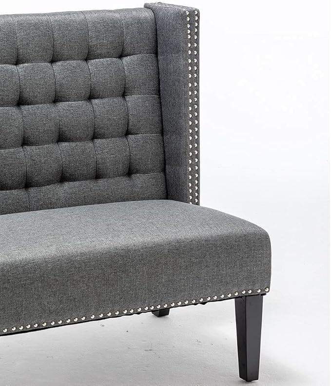 Andeworld Modern Loveseat Settee Bench Sofa Upholstered Banquette Couch for Dining Living Room Hallway or Entryway Seating Funiture with Wooden LegsSlate