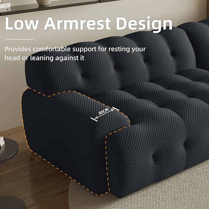 102.4inch Modular Sectional CouchOversized Loveseat Sofa 3D Mesh Fabric Comfy Cloud Sofa Couches Curved Couch for Living Room Office ApartmentNo Assembly Required (Black 102.4)