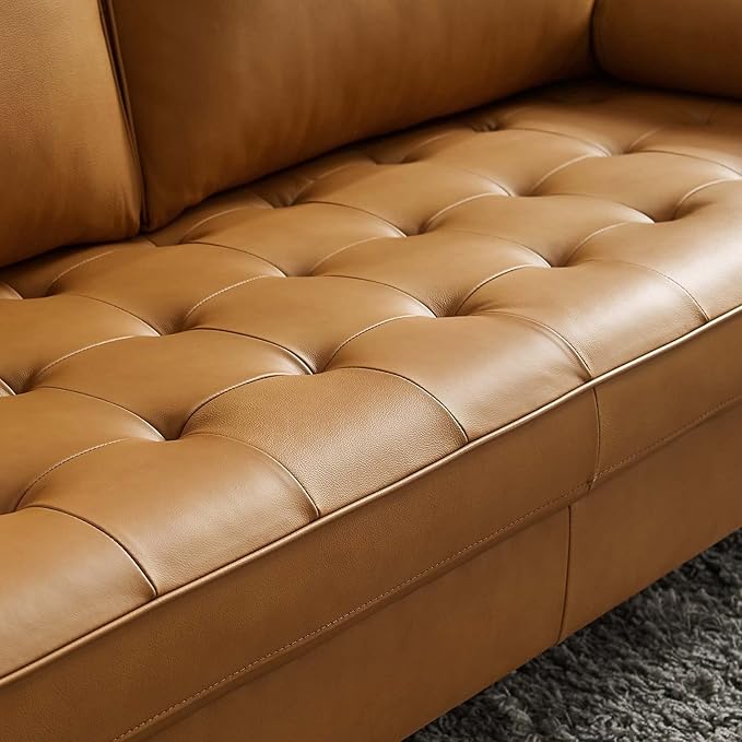 Modway Valour 73 Leather Tufted Sofa in Tan