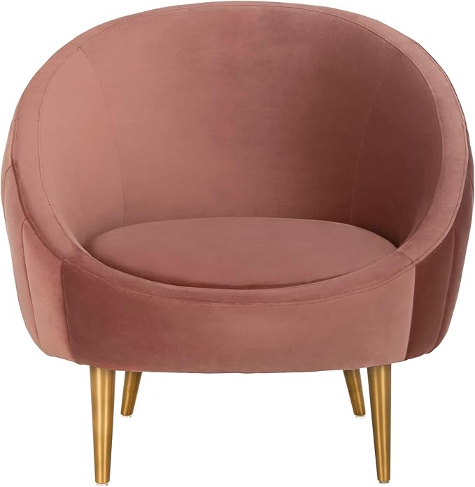 Safavieh Couture Home Razia Retro Glam Dusty Rose Pink Velvet Channel Tufted Tub Chair