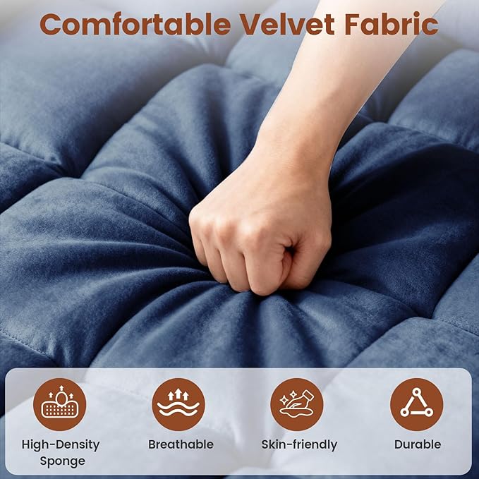 Sleeper Chair Convertible Pull Out Chair Sleeper with Bracket and Cup Holder Chairs Bed Sleepers for Adults 3 in 1 Sofa Bed Chairs for Small Spaces Living Room Blue