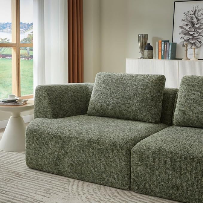 Sofa in a Box Oversized 3 Seater Memory Foam Boneless Couch w/Curved ArmsPlush Chenille Upholstered Cloud Modular LoveseatNo Assembly Needed Compression Sofa