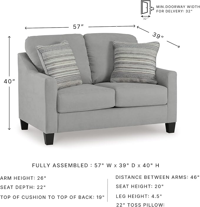Signature Design by Ashley Adlai Casual Loveseat with 2 Toss Pillows Light Gray