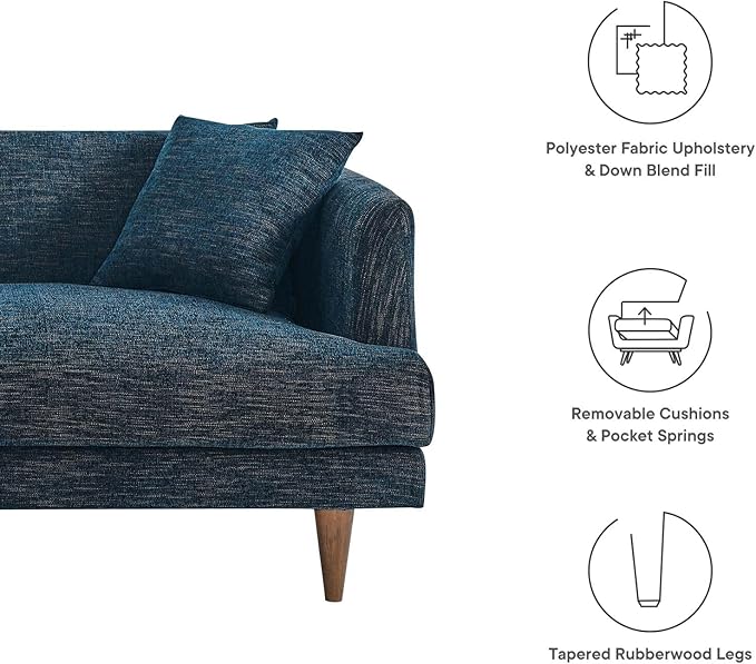 Modway EEI-6405-HEA Zoya Down Filled Overstuffed Sofa Navy Fabric