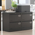 2 Drawer Metal Lateral File Cabinet with LockOffice Vertical Files Cabinet for Home Office/Legal/Letter/A4Locking Metal File CabinetAssembly Required (Blackwith 2 Drawer)