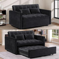 55 Convertible Full Size Sofa Bed 3 in 1 Velvet Sleeper Sofa with Pull-Out Bed Futon Couch with Adjustable Backrest and Side PocketModern Loveseat for Small SpacesLiving Room (Black)