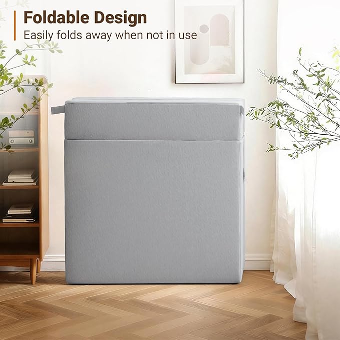 BeBen Folding Sofa Bed Boneless Foldable Chair Bed Convertible Futon Sleeper Chair Couch Twin Lazy Floor Lounger Sofa Couch for Small Spaces Dorm Guest Room Living Room Apartment Grey